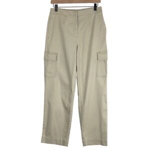 TALBOTS Straight Leg Stretch Cargo Pants Women's 8 Khaki Utility Pockets Casual